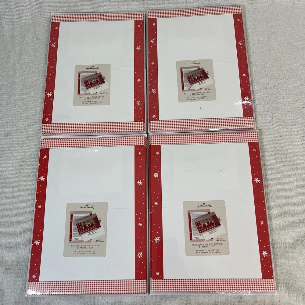 Hallmark Holiday Newsletter Photo Kit 80ct Red Gingham Snowflake Stationery NOS